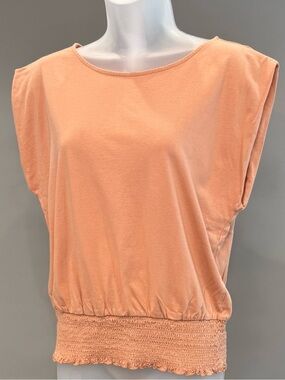 a new day Peach Cap-Sleeve Top with Smocked Waist